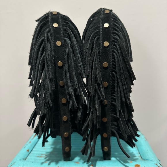 Report Signature Targee Black Fringe Platform Leather Pumps Size 8 - Picture 5 of 16